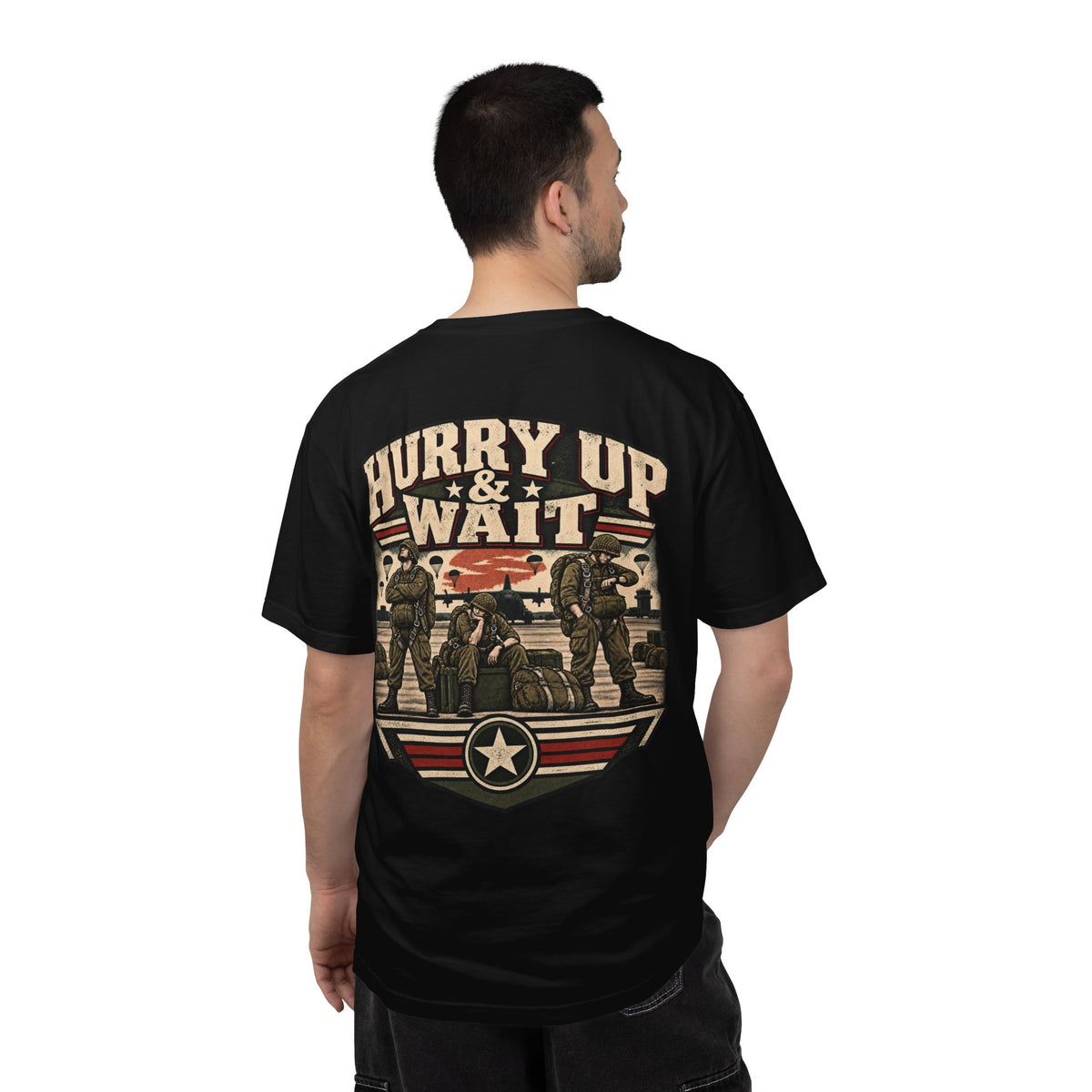 Hurry Up & Wait Veteran T-Shirt – Military Humor Tee