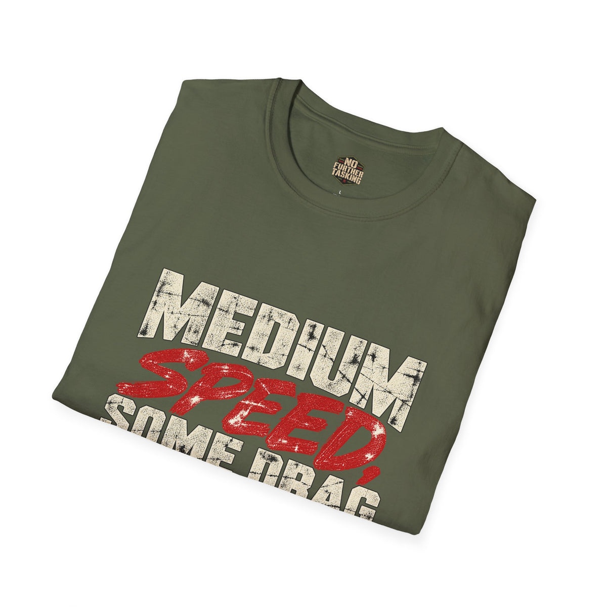 Medium Speed, Some Drag Dark Mode Veteran T-Shirt | Retired High Speed Humor