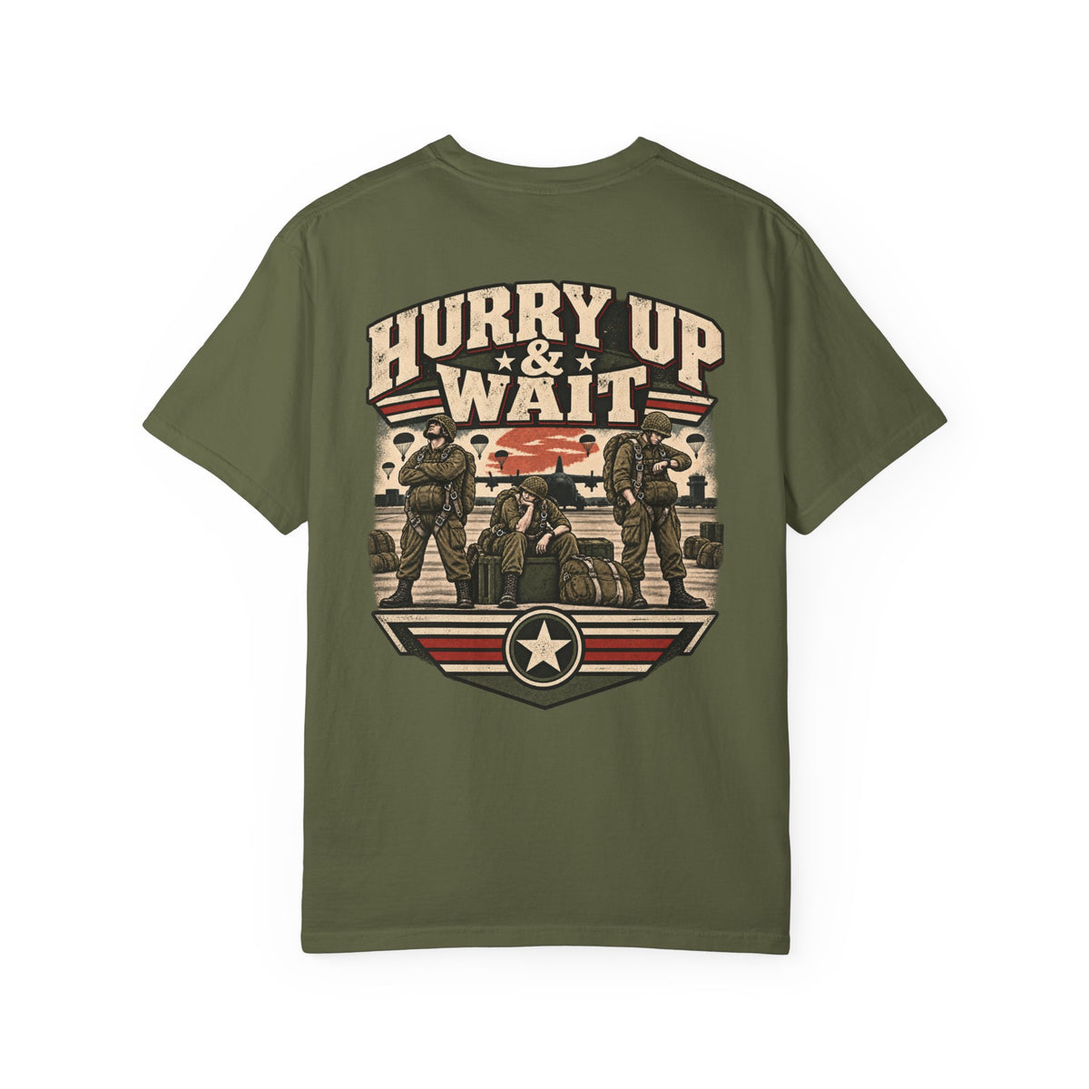 Hurry Up & Wait Veteran T-Shirt – Military Humor Tee