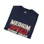 Medium Speed, Some Drag Dark Mode Veteran T-Shirt | Retired High Speed Humor