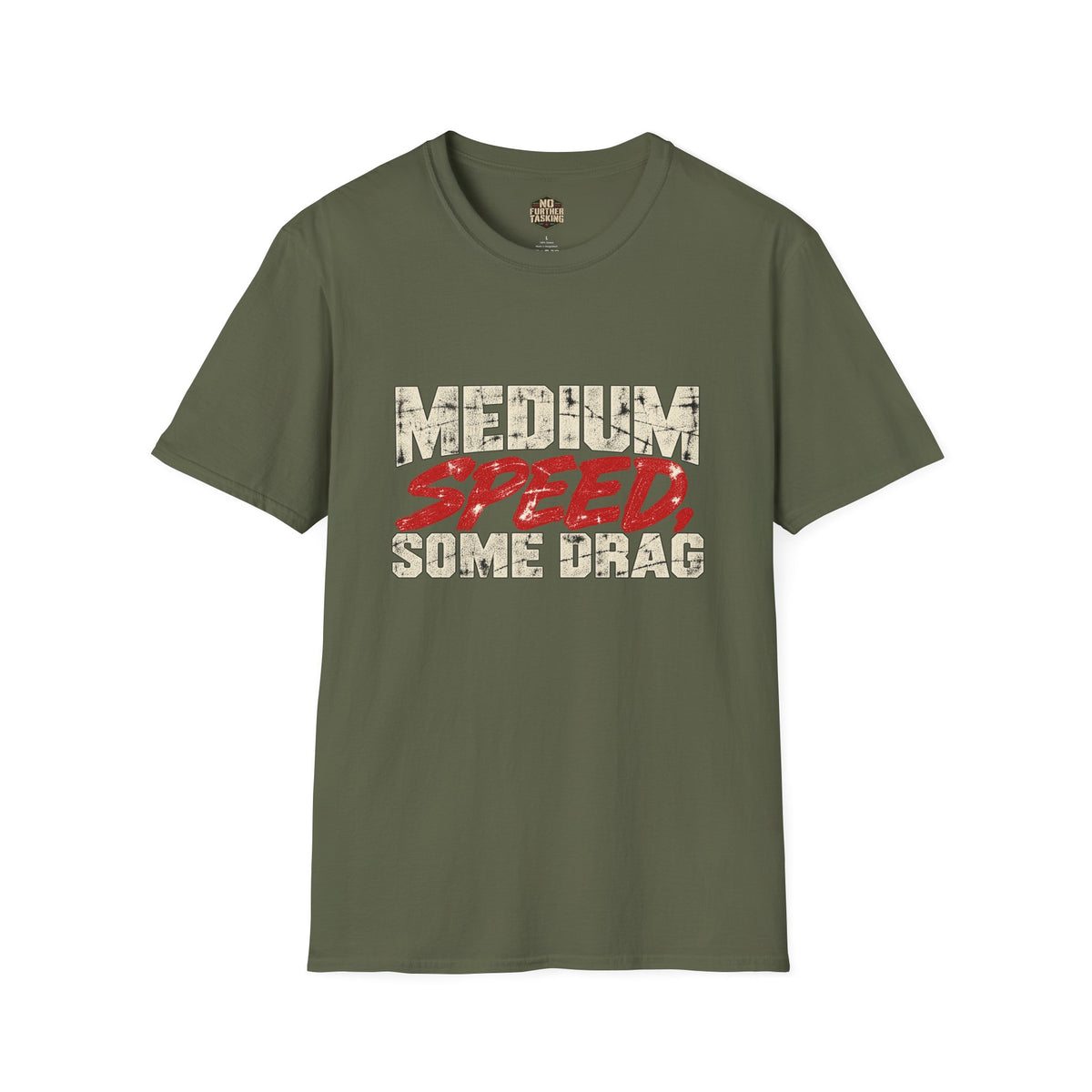 Medium Speed, Some Drag Dark Mode Veteran T-Shirt | Retired High Speed Humor
